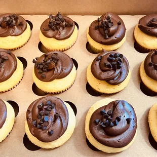 Yellow cake with chocolate frosting