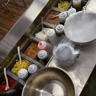 a variety of condiments