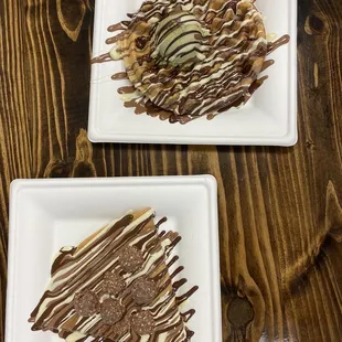 Ferrero crepe and chocolate waffle