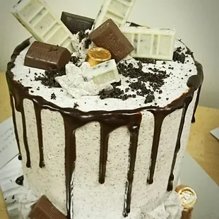 a chocolate drip cake