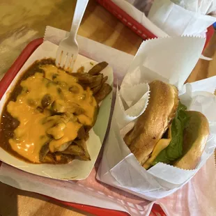 Single Smash Burger (beef) with a side of Busy Blob Fries