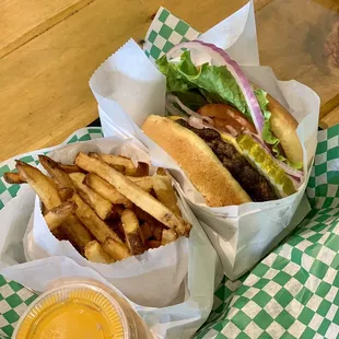 Burger and fries