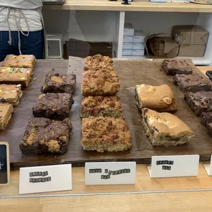 Choices of bars: bloodies, brownies ... etc