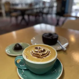 Hedgehog latte, chocolate gf cake by Pownd Cakes by Jen and chocolate overboard by Nancy&apos;s Candy Co