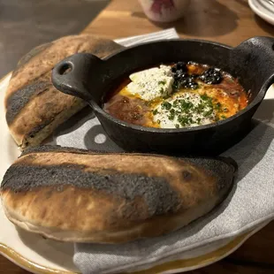 Shakshuka was savory and cooked perfectly,