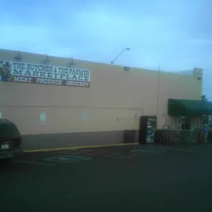 a car parked in front of the store