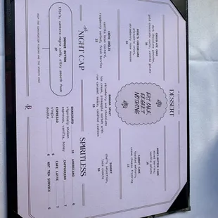 Dessert Menu