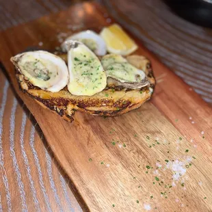 WOOD GRILLED OYSTERS parmesan butter (2/10) ~ couldnt really taste the oysters, all we could taste was the parmesan cheese.