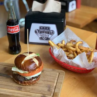 a burger and french fries