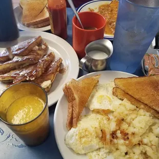 Half a round house, two egg breakfast and 2 slices of French toast.