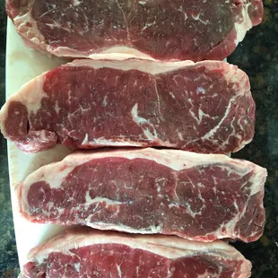 Strip steaks