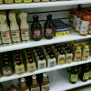 a variety of sauces and condiments