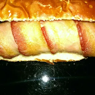 The bacon wrapped Hungarian, my concoction on a pretzel bun from Sendiks was super good, I&apos;m doing this again.