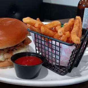 Mushroom and Swiss Burger and Sea Salt French Fries
