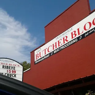 a sign for a butcher block