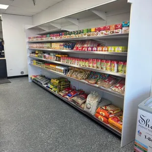 the shelves of the store