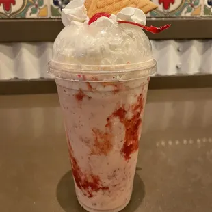 Strawberry waffle shake $6