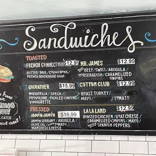 Sandwich menu (August 2022)