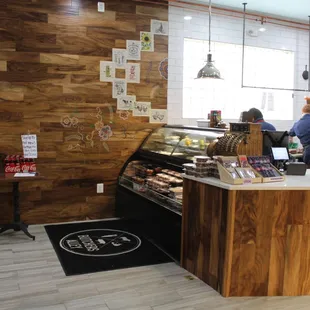 Find sweets galore in the case at the front of the store. Pies, cookies and cakes, oh my!