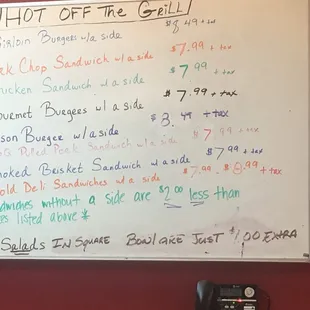 Lunch specials from the grill.