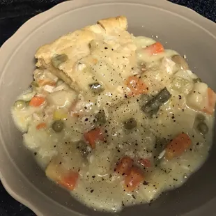 The guts of the chicken pot pie. My kids loved it and it fed four people.