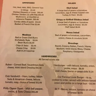 The menu