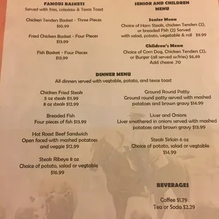 The menu