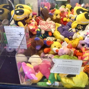 a display of stuffed animals