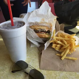 burger and fries at butches, simple but perfect.