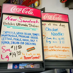 Soup of the day and specials boards