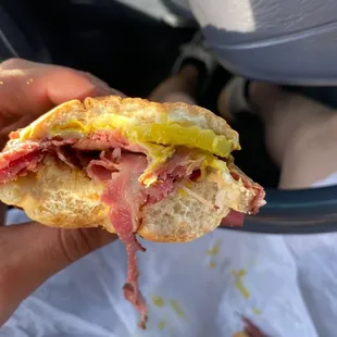 Thin pastrami with little seasoning/ garlic