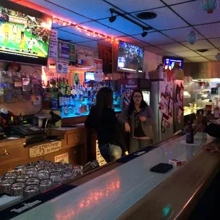 a bar with neon lights