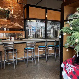 a christmas tree in the foreground