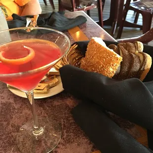 a drink and a sandwich