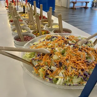 a large salad on a table