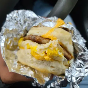 Sausage egg and cheese biscuit