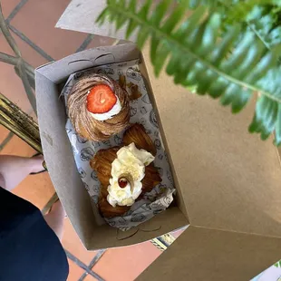Strawberry cuffin &amp; twice baked peach croissant