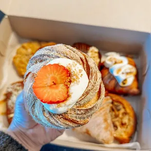 Roasted Strawberry Cheesecake Cruffin