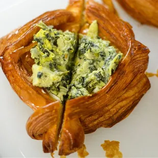 Spinach, artichoke, goat cheese, lemon zest pastry