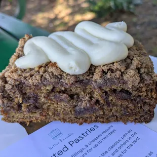 @endoedibles on Instagram 08/18/24  Gluten Free Banana Coffee Cake - Cinnamon, Cream Cheese Frosting