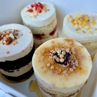 caramel pecan pretzel, strawberry shortcake, lemon bar crumble, and blackberry creme brûlée (fan fav)