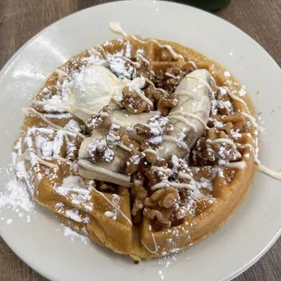 Banana walnut waffle!