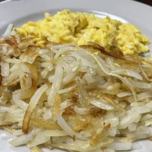 Eggs and hash browns