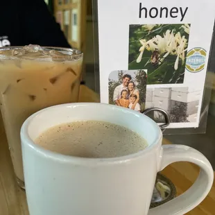 Dirty chai, one hot one cold