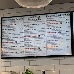 Menu as of 3/20/22