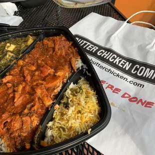 Butter Chicken Saag Paneer Vegetable Biryani