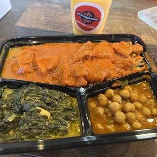 Butter chicken, Saag Paneer, Channa Masala
