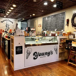 the interior of a bakery
