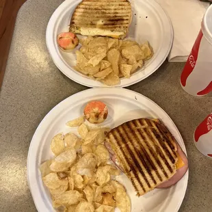 Grilled paninis with chips