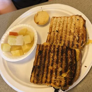 Cheese panini and fruit